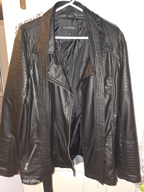 Outer Edge Black Quilted Faux Leather Moto Jacket